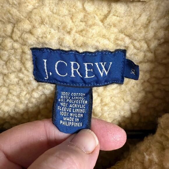 Vtg Y2K J Crew Chore Jacket Barn Coat Tan Corduroy Sherpa Lined XL Outdoors Prep - Picture 2 of 9
